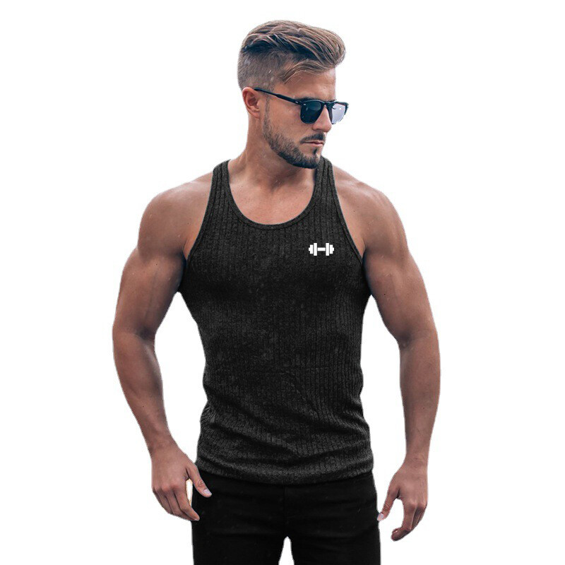 Vestă de alergare pentru bărbați, fără mâneci, de vară, tricotată cu dungi verticale, pentru fitness, sport, timp liber, subțire, pentru bărbați, cu uscare rapidă, pentru fitness, pentru gimnastică