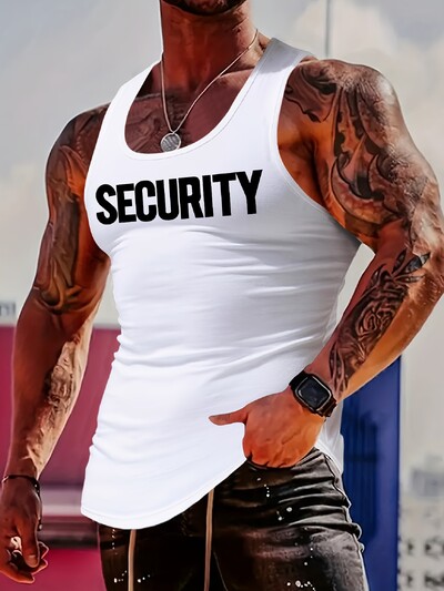 Îmbrăcăminte de fitness și alergare în aer liber pentru bărbați, cu model în dungi, cu imprimeu 3d, cu decolteu turn, vestă sportivă fără mâneci, uscare rapidă, confort