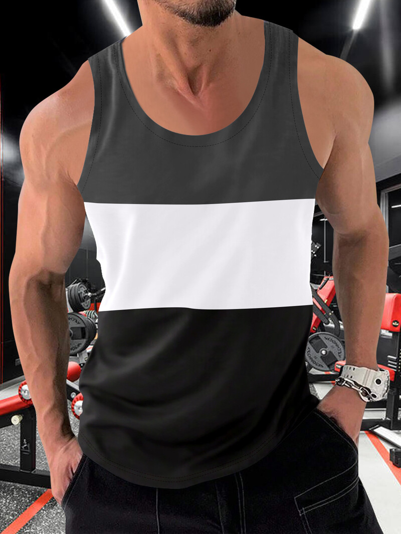 Ljeto 2024. Muška odjeća velikih veličina Majice bez rukava Crno-bijele sive majice bez rukava za fitnes Muški prsluk Ležerni prsluk za bodybuilding Novo
