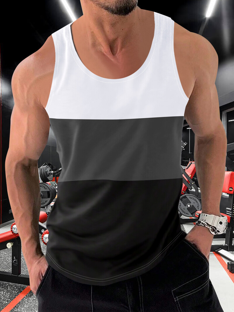 Ljeto 2024. Muška odjeća velikih veličina Majice bez rukava Crno-bijele sive majice bez rukava za fitnes Muški prsluk Ležerni prsluk za bodybuilding Novo