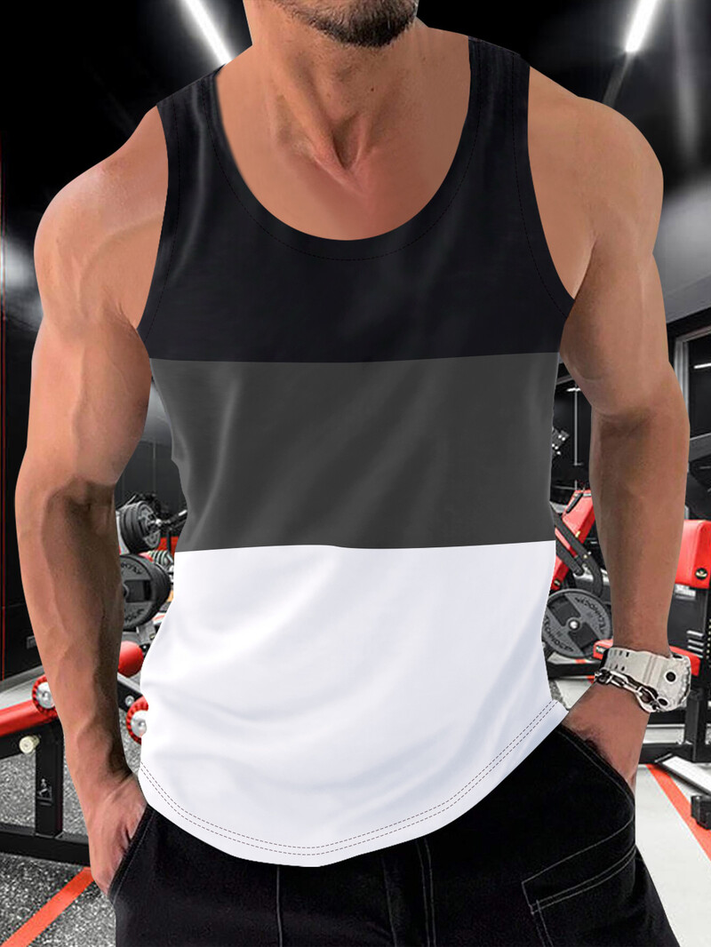 Ljeto 2024. Muška odjeća velikih veličina Majice bez rukava Crno-bijele sive majice bez rukava za fitnes Muški prsluk Ležerni prsluk za bodybuilding Novo