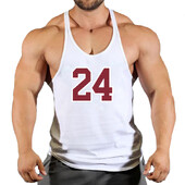 Sport Brand Vest Muscle Gym Bărbați Spate Tank Top Fără mâneci Stringer Îmbrăcăminte Bodybuilding Bodybuilding Fitness Workout No.24 Tricou
