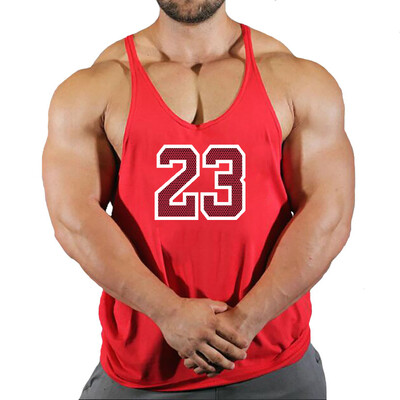Sport Brand Vest Muscle Gym Bărbați Spate Tank Top Fără mâneci Stringer Îmbrăcăminte Bodybuilding Bodybuilding Fitness Workout No.24 Tricou