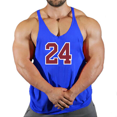 Sport Brand Vest Muscle Gym Bărbați Spate Tank Top Fără mâneci Stringer Îmbrăcăminte Bodybuilding Bodybuilding Fitness Workout No.24 Tricou