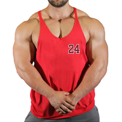 Sport Brand Vest Muscle Gym Bărbați Spate Tank Top Fără mâneci Stringer Îmbrăcăminte Bodybuilding Bodybuilding Fitness Workout No.24 Tricou