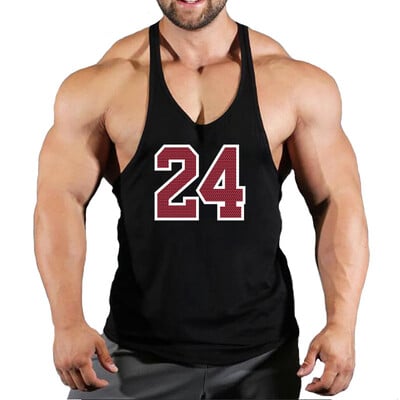 Sport Brand Vest Muscle Gym Bărbați Spate Tank Top Fără mâneci Stringer Îmbrăcăminte Bodybuilding Bodybuilding Fitness Workout No.24 Tricou