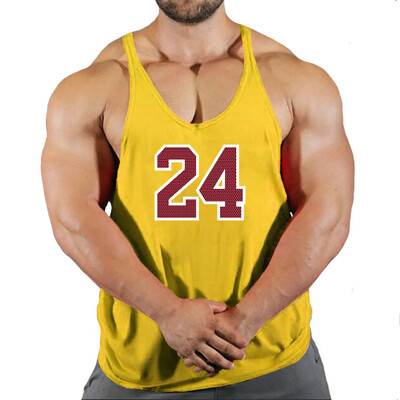 Sport Brand Vest Muscle Gym Bărbați Spate Tank Top Fără mâneci Stringer Îmbrăcăminte Bodybuilding Bodybuilding Fitness Workout No.24 Tricou