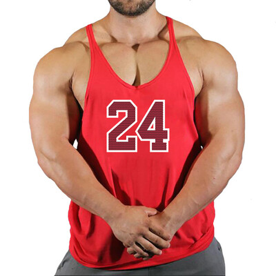 Sport Brand Vest Muscle Gym Bărbați Spate Tank Top Fără mâneci Stringer Îmbrăcăminte Bodybuilding Bodybuilding Fitness Workout No.24 Tricou