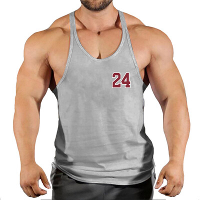 Sport Brand Vest Muscle Gym Bărbați Spate Tank Top Fără mâneci Stringer Îmbrăcăminte Bodybuilding Bodybuilding Fitness Workout No.24 Tricou