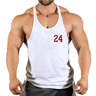 Sport Brand Vest Muscle Gym Bărbați Spate Tank Top Fără mâneci Stringer Îmbrăcăminte Bodybuilding Bodybuilding Fitness Workout No.24 Tricou