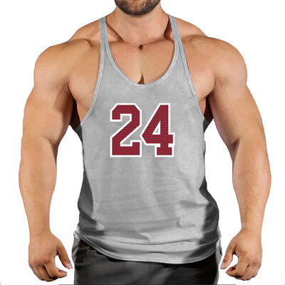 Sport Brand Vest Muscle Gym Bărbați Spate Tank Top Fără mâneci Stringer Îmbrăcăminte Bodybuilding Bodybuilding Fitness Workout No.24 Tricou