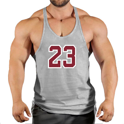 Sport Brand Vest Muscle Gym Bărbați Spate Tank Top Fără mâneci Stringer Îmbrăcăminte Bodybuilding Bodybuilding Fitness Workout No.24 Tricou