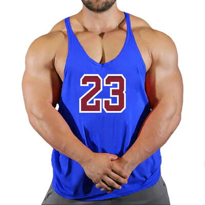 Sport Brand Vest Muscle Gym Bărbați Spate Tank Top Fără mâneci Stringer Îmbrăcăminte Bodybuilding Bodybuilding Fitness Workout No.24 Tricou