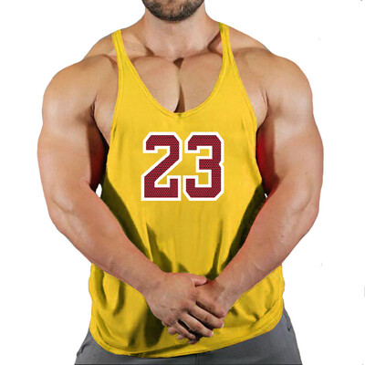 Sport Brand Vest Muscle Gym Bărbați Spate Tank Top Fără mâneci Stringer Îmbrăcăminte Bodybuilding Bodybuilding Fitness Workout No.24 Tricou