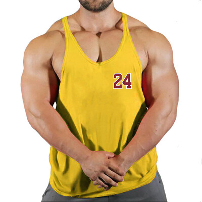 Sport Brand Vest Muscle Gym Bărbați Spate Tank Top Fără mâneci Stringer Îmbrăcăminte Bodybuilding Bodybuilding Fitness Workout No.24 Tricou