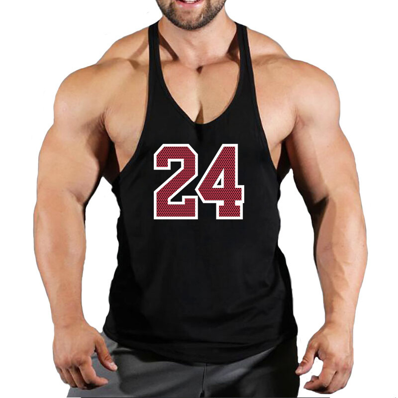 Sport Brand Vest Muscle Gym Bărbați Spate Tank Top Fără mâneci Stringer Îmbrăcăminte Bodybuilding Bodybuilding Fitness Workout No.24 Tricou