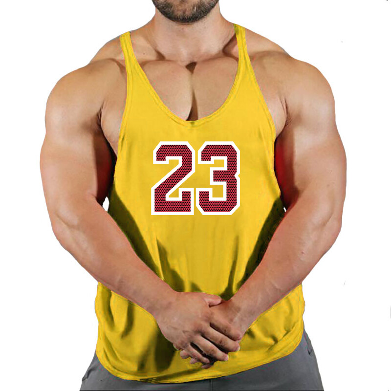 Sport Brand Vest Muscle Gym Bărbați Spate Tank Top Fără mâneci Stringer Îmbrăcăminte Bodybuilding Bodybuilding Fitness Workout No.24 Tricou
