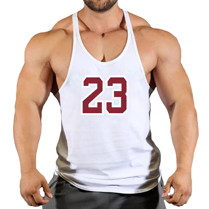 Sport Brand Vest Muscle Gym Bărbați Spate Tank Top Fără mâneci Stringer Îmbrăcăminte Bodybuilding Bodybuilding Fitness Workout No.24 Tricou