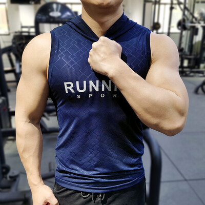 Bărbați Bodybuilding Glugă Tank Tops Antrenament de gimnastică Fitness Cămașă fără mâneci elastică cu uscare rapidă Vestă de alergare Glugă sport pentru bărbați 2022