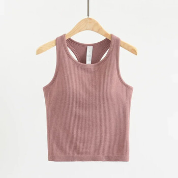 Dupe Yoga Tank Tops Γυναικεία γυμναστική Αμάνικα Αθλητικά πουκάμισα Cami Λεπτό ραβδωτό γιλέκο γυμναστικής για τρέξιμο με ενσωματωμένο μπλουζάκι σουτιέν