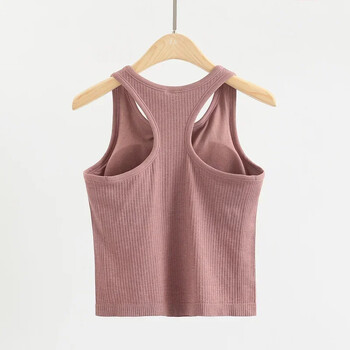 Dupe Yoga Tank Tops Γυναικεία γυμναστική Αμάνικα Αθλητικά πουκάμισα Cami Λεπτό ραβδωτό γιλέκο γυμναστικής για τρέξιμο με ενσωματωμένο μπλουζάκι σουτιέν