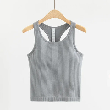 Dupe Yoga Tank Tops Γυναικεία γυμναστική Αμάνικα Αθλητικά πουκάμισα Cami Λεπτό ραβδωτό γιλέκο γυμναστικής για τρέξιμο με ενσωματωμένο μπλουζάκι σουτιέν