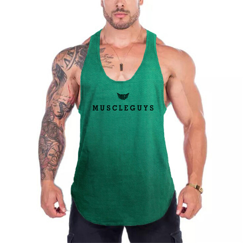 Vyriški sporto ir kūno rengybos lengvi apatiniai apatiniai marškinėliai be rankovių, treniruoklių salės tinklinė, kvėpuojanti liemenė išoriniam dėvėjimui