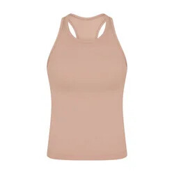 Moteriškas, prigludęs iki juosmens, sviestinis, minkštas lenktyninis, prakaitą sugeriantis, kvėpuojantis odai, elastingas jogos liemenis