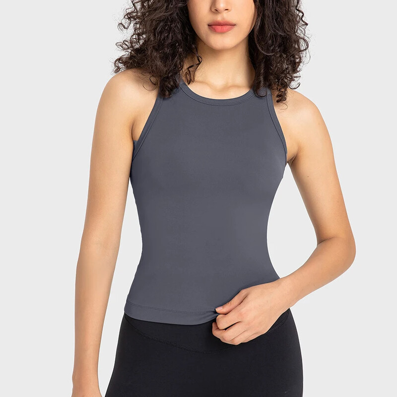 Moteriškas, prigludęs iki juosmens, sviestinis, minkštas lenktyninis, prakaitą sugeriantis, kvėpuojantis odai, elastingas jogos liemenis