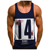 Tricou fără mâneci pentru bărbați Top pentru bărbați Cămașă tanc fără mâneci ocazional subțire la modă Bluză T cu litere imprimată Vestă sport fitness