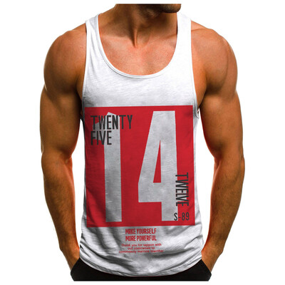 Tricou fără mâneci pentru bărbați Top pentru bărbați Cămașă tanc fără mâneci ocazional subțire la modă Bluză T cu litere imprimată Vestă sport fitness