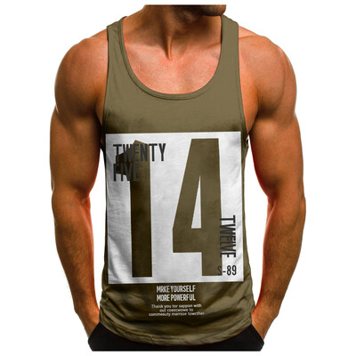 Tricou fără mâneci pentru bărbați Top pentru bărbați Cămașă tanc fără mâneci ocazional subțire la modă Bluză T cu litere imprimată Vestă sport fitness