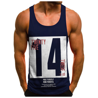 Tricou fără mâneci pentru bărbați Top pentru bărbați Cămașă tanc fără mâneci ocazional subțire la modă Bluză T cu litere imprimată Vestă sport fitness