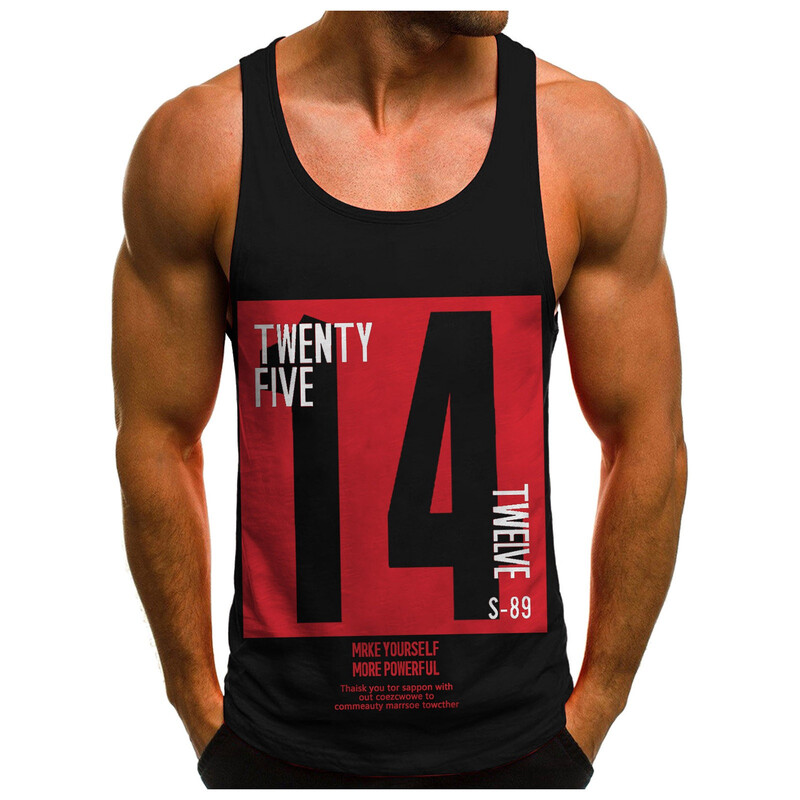 Tricou fără mâneci pentru bărbați Top pentru bărbați Cămașă tanc fără mâneci ocazional subțire la modă Bluză T cu litere imprimată Vestă sport fitness