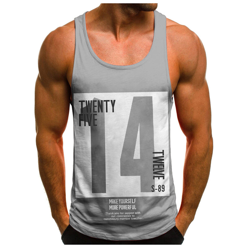 Tricou fără mâneci pentru bărbați Top pentru bărbați Cămașă tanc fără mâneci ocazional subțire la modă Bluză T cu litere imprimată Vestă sport fitness