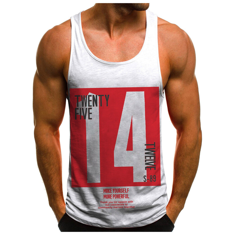 Tricou fără mâneci pentru bărbați Top pentru bărbați Cămașă tanc fără mâneci ocazional subțire la modă Bluză T cu litere imprimată Vestă sport fitness