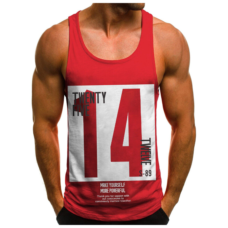 Tricou fără mâneci pentru bărbați Top pentru bărbați Cămașă tanc fără mâneci ocazional subțire la modă Bluză T cu litere imprimată Vestă sport fitness