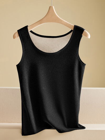 Moteriška šiluminė liemenė, dvisluoksnė aksominė sustorėjusi šilta viršutinė dalis, šildoma, vidinė apačia be rankovių