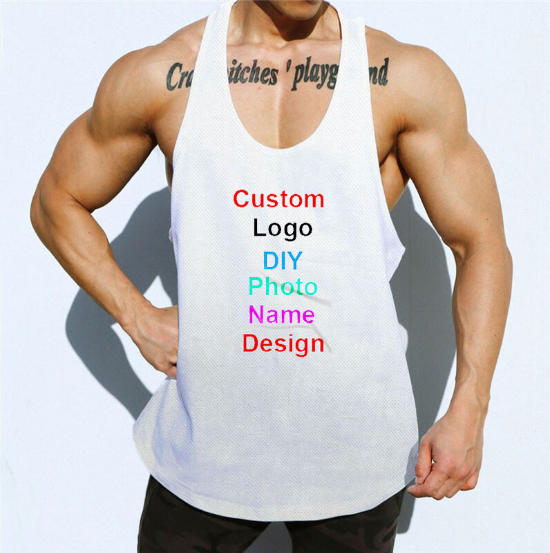 Imprimați personalizat logo-ul dvs. de design Fitness Maiuri pentru bărbați Mesh respirabil Bodybuilding Stringer Tanktop Muschi Fără mâneci