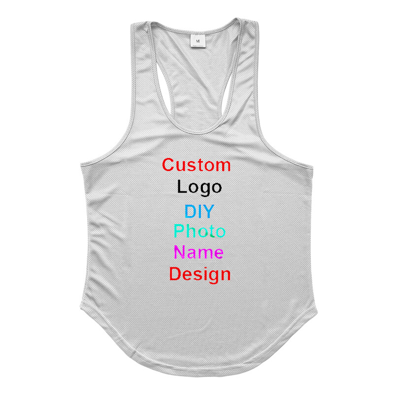 Imprimați personalizat logo-ul dvs. de design Fitness Maiuri pentru bărbați Mesh respirabil Bodybuilding Stringer Tanktop Muschi Fără mâneci