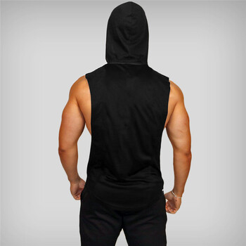 Bodybuilding Stringer Hoodies Γυμναστήριο Αμάνικο με κουκούλα γυμναστήριο Ανδρικά αθλητικά ρούχα Βαμβακερό που αναπνέει δροσερό πουκάμισο