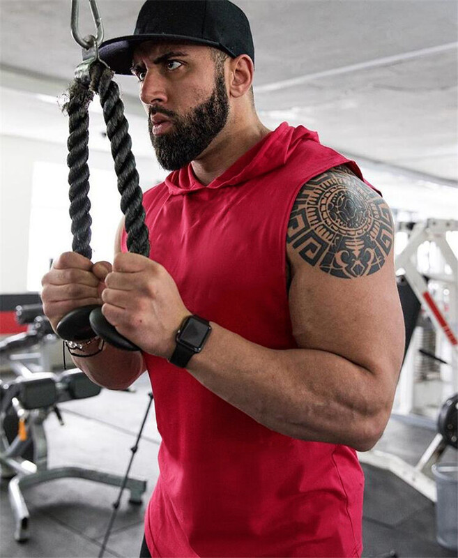 Culturism Stringer Hanorace Gym Fără mâneci Glugă Fitness Tank Topuri Bărbați Alergare Îmbrăcăminte sport Bumbac Respirabil Cămașă cool