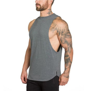 Πουκάμισο για τρέξιμο Gym Vest Tank Top Ρούχα γυμναστικής Bodybuilding Ανδρικό βαμβακερό αμάνικο μπλουζάκι Muscle Stringer tanktop