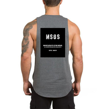 Πουκάμισο για τρέξιμο Gym Vest Tank Top Ρούχα γυμναστικής Bodybuilding Ανδρικό βαμβακερό αμάνικο μπλουζάκι Muscle Stringer tanktop