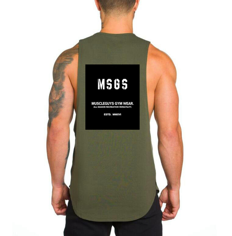 Cămașă de alergare Vestă de gimnastică Tank Top Îmbrăcăminte fitness Culturism Bărbați Tricou fără mâneci din bumbac Muscle Stringer tanktop