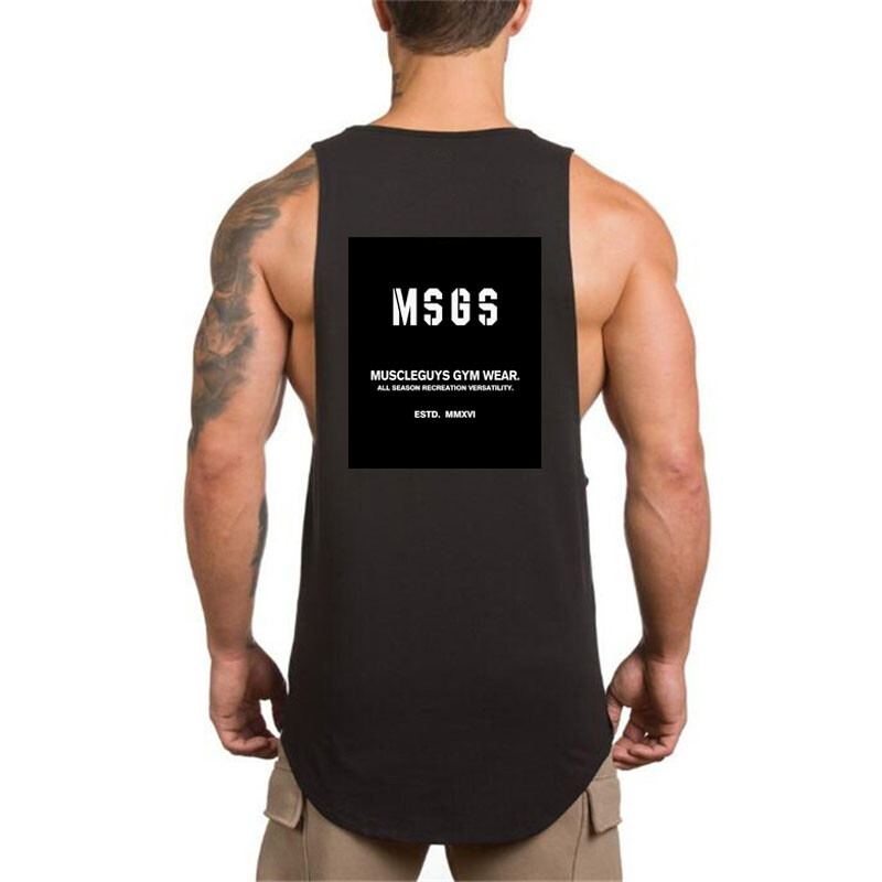 Cămașă de alergare Vestă de gimnastică Tank Top Îmbrăcăminte fitness Culturism Bărbați Tricou fără mâneci din bumbac Muscle Stringer tanktop