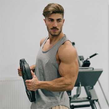 2020 Καλοκαιρινό βαμβακερό γυμναστήριο Fitness Mens Ανδρικό Bodybuilding Εκτύπωση γιλέκου για τρέξιμο Αθλητικά Ανδρικό Αμάνικο πουκάμισο