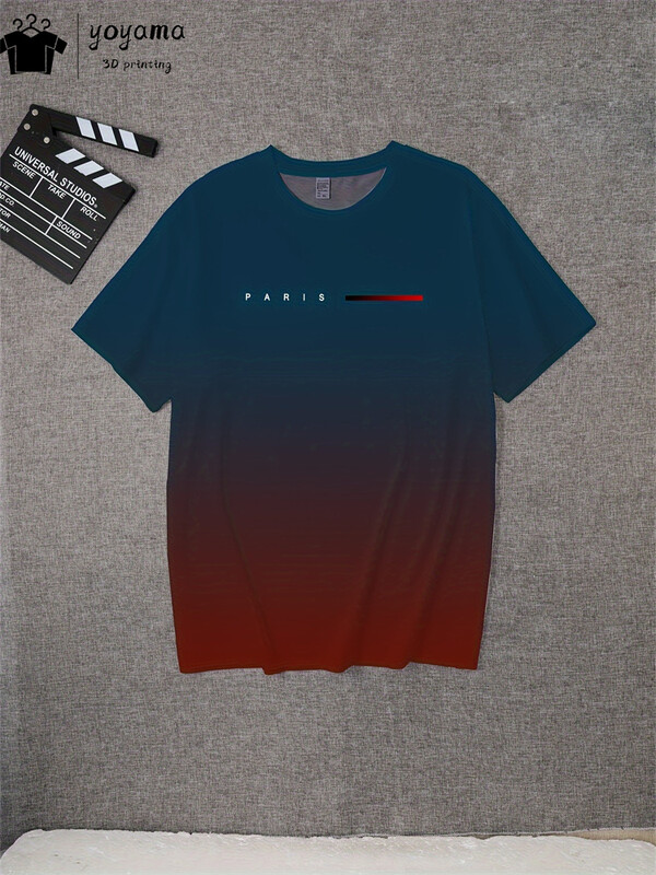 Tricou cu imprimeu degradat de vară Tricouri grafice de modă pentru bărbați Îmbrăcăminte pentru bărbați cu imprimare 3D Tricouri cu gât rotund pentru bărbați Topuri Street Rock