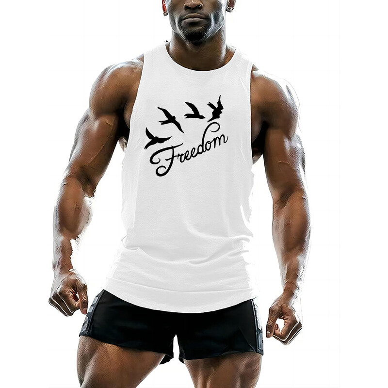 Vyriškos sportinės suaugusiųjų liemenės kregždės rašto spausdinimas kombinezonas, laisvas vienetinis dėvėjimas viduje gali būti paprastas raidžių patogumas ir tobula mada