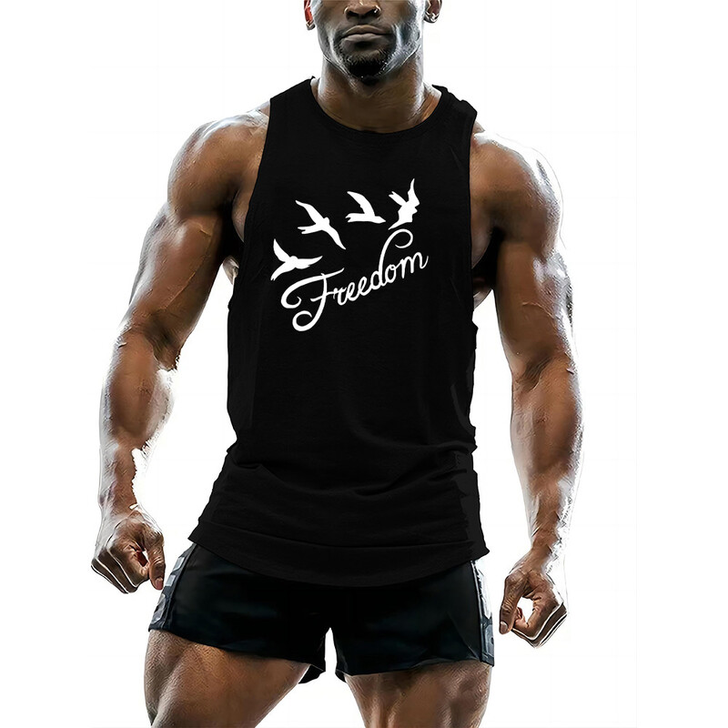 Vyriškos sportinės suaugusiųjų liemenės kregždės rašto spausdinimas kombinezonas, laisvas vienetinis dėvėjimas viduje gali būti paprastas raidžių patogumas ir tobula mada